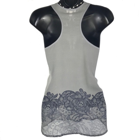 Charming Charlie Sheer Gray Black Lace Print Small - Picture 4 of 7
